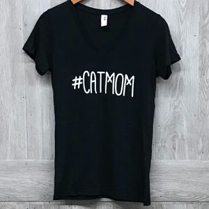 #Catmom Black Short Sleeve T-Shirt BB115